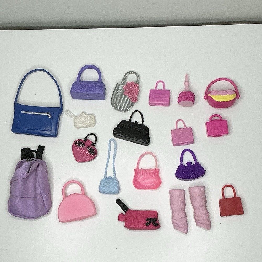 Barbie Purse‎ And Accessories Lot 20 Pieces Backpack Purses Leg Warmers Clutch